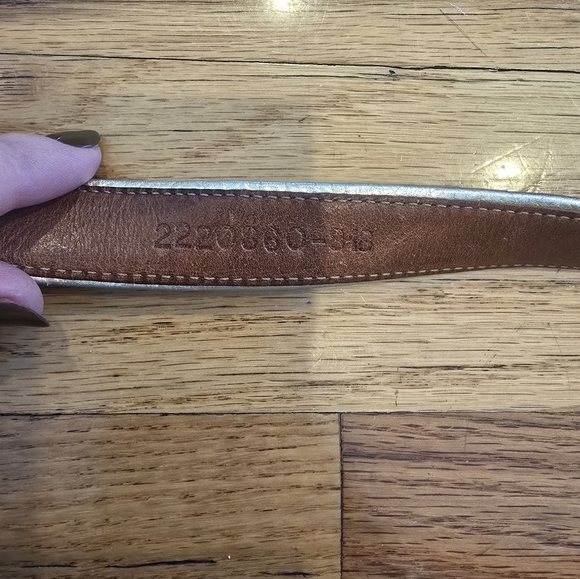 Vtg Polo Ralph Lauren Leather 2 Tone Belt Brass Nautical Buckle Womens 28 Navy main image 4